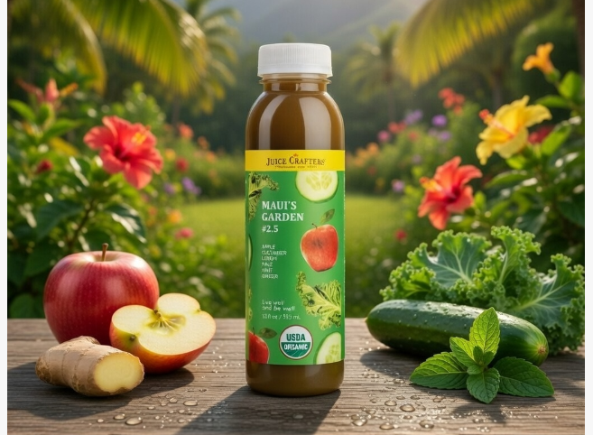 #2.5 Maui's Garden cold-pressed cold-pressed juice — Apple, Cucumber, Lemon, Kale, Mint & Ginger