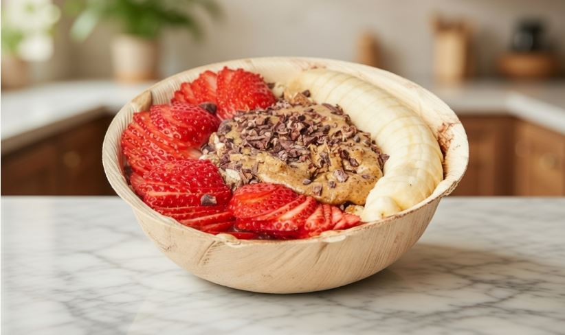 Acai Chocolate Bowl cold-pressed acai bowl — Base: Amazonian Acai, Cacao Powder, Plant Based Chocolate Protein & BananaToppin