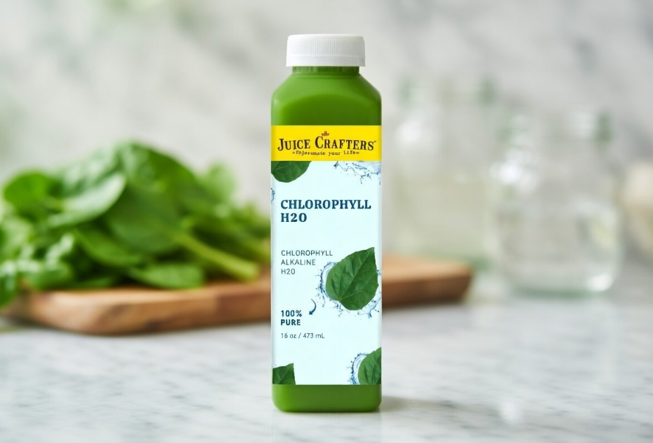 Chlorophyll H2O cold-pressed coffee and tea — Purified water infused with chlorophyll