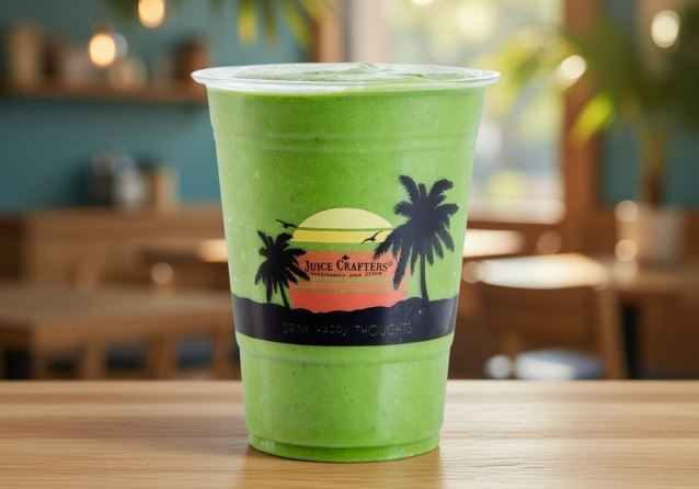 OCT | Frankenstein cold-pressed smoothie of the month — Apple Juice, Spinach, Kale, Chia Seeds, Mango Sorbet, Pineapple & Strawberries